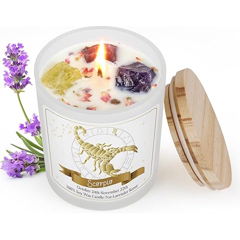 Scorpio Gifts for Women,Zodiac Scented Candles with Crystals and Healing Stones,Scorpio Gifts for Birthday,Graduation,Retirement,Meditation Yoga.Best Gift for Her,Mom,Sister,Teacher,Friends