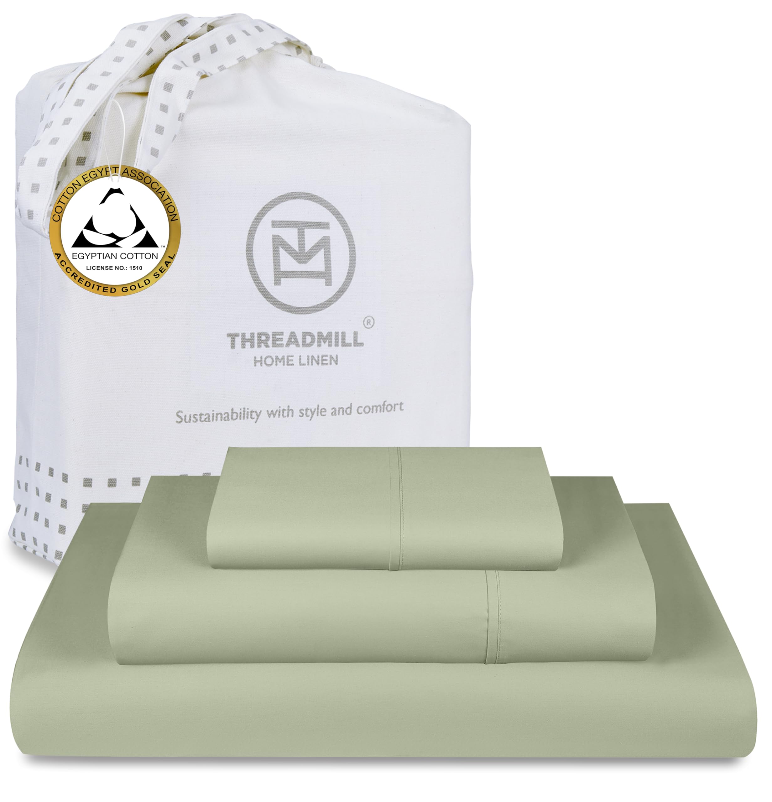 Threadmill Home Linen 400 Thread Count Bedding Collection 100% ELS Cotton Solid Sateen Sheet Set, Luxury Bedding, 3 Piece Set