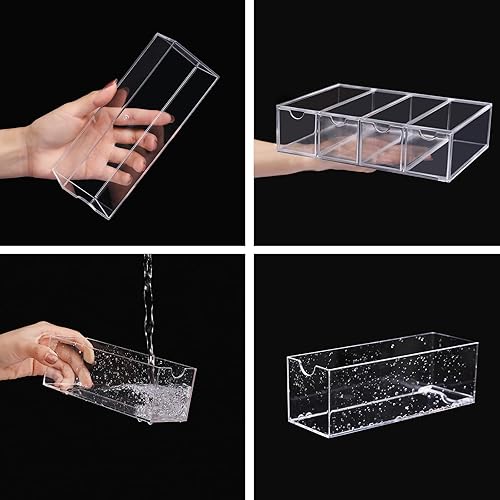 Miniatura 7 de Organizador de cajones apilable de acrílico con 4 cajones transparentes para baño y tocador, almacenamiento de maquillaje