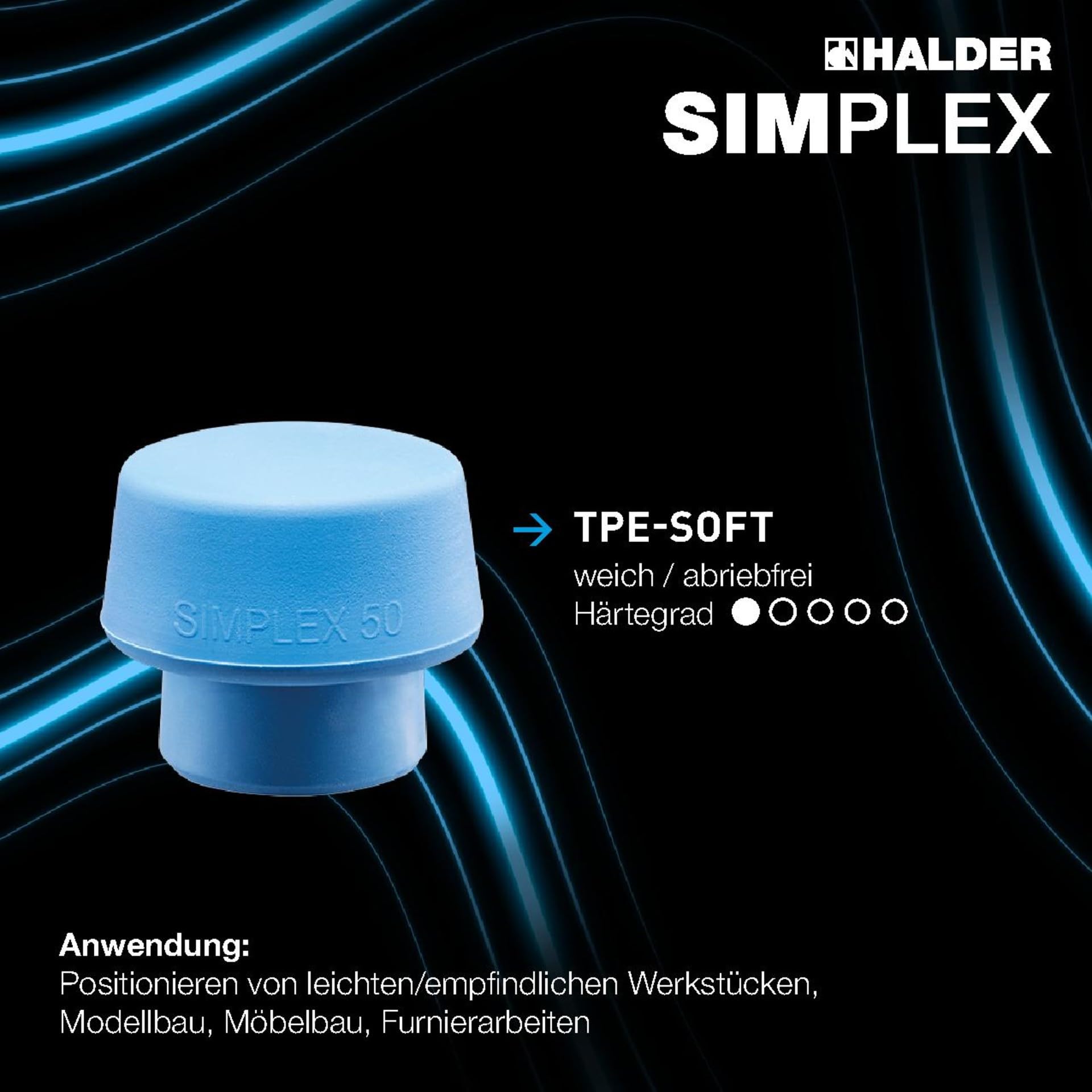 HALDER - Plusbox Schreinerarbeiten, SIMPLEX-Schonhammer, TPE-soft/Superplastik plus Konturenlehre | 3117s004