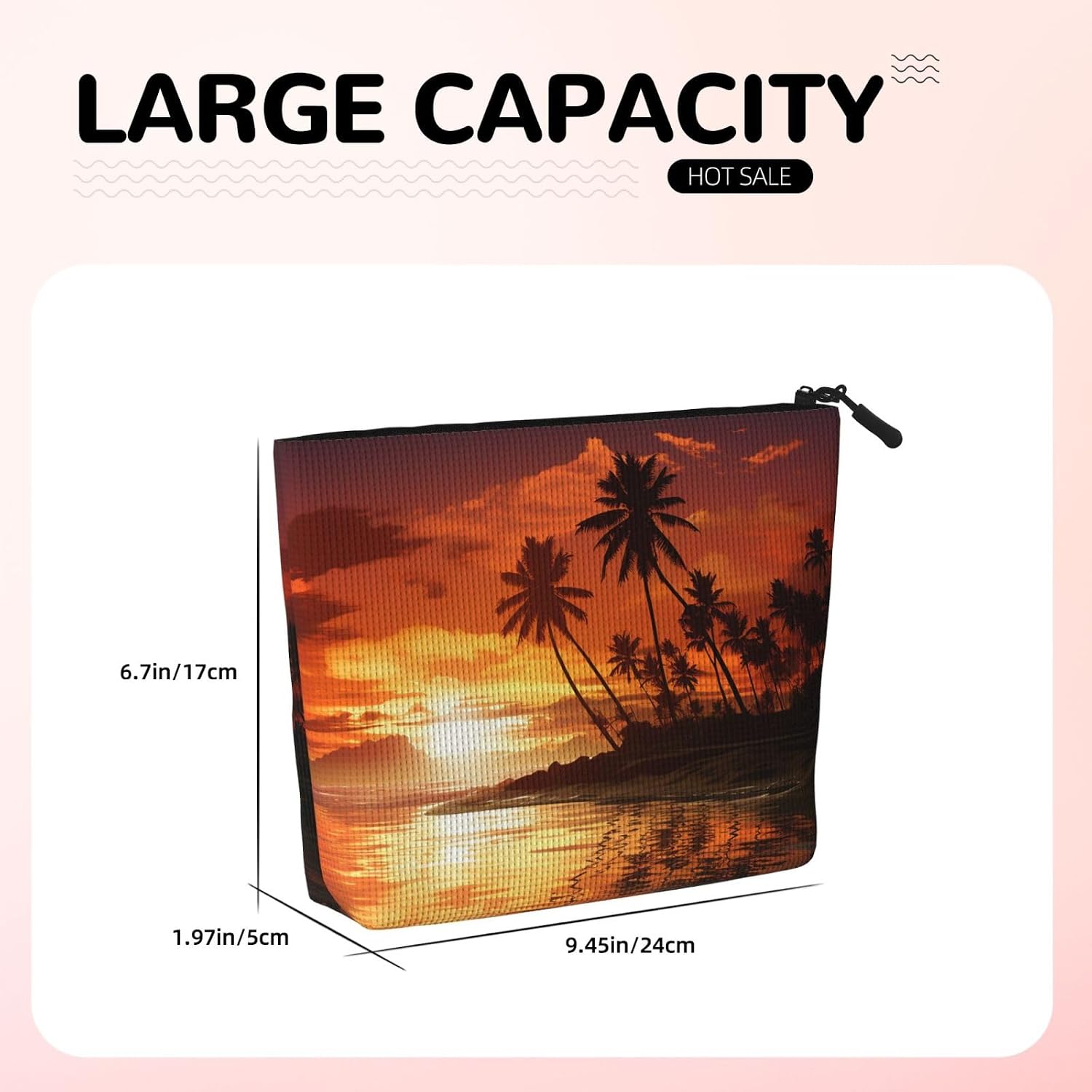 Fake Hemp Makeup Bag Multi-Purpose Purse Bag Travel Portable Pencil Bags for Women Men Palm Tree Sunset Cosmetic Bags with Zipper Pencil Pouch Aesthetic Coin Pouch Desk Organizer image 5