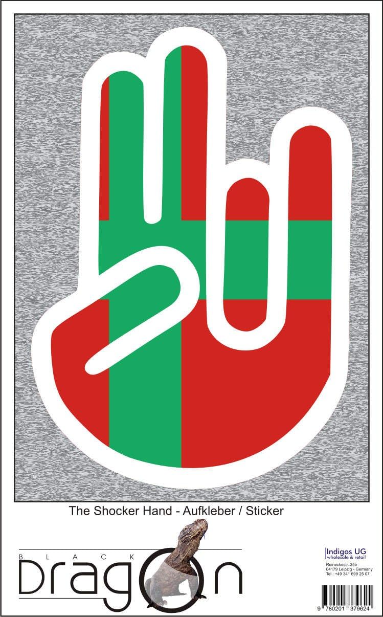 The Shocker Adesivo Mano contorno nero con bandiera Azerbaijan-Aserbaidschan 100 cm