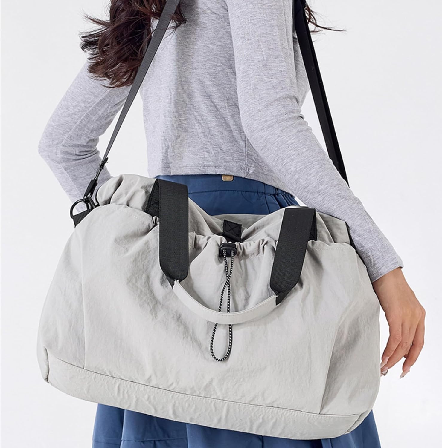 Large Tote Bag for Women, Travel Tote Handbags Work Tote Bags with Zipper, Nylon Crossbody Bag Shoulder Gym Bag