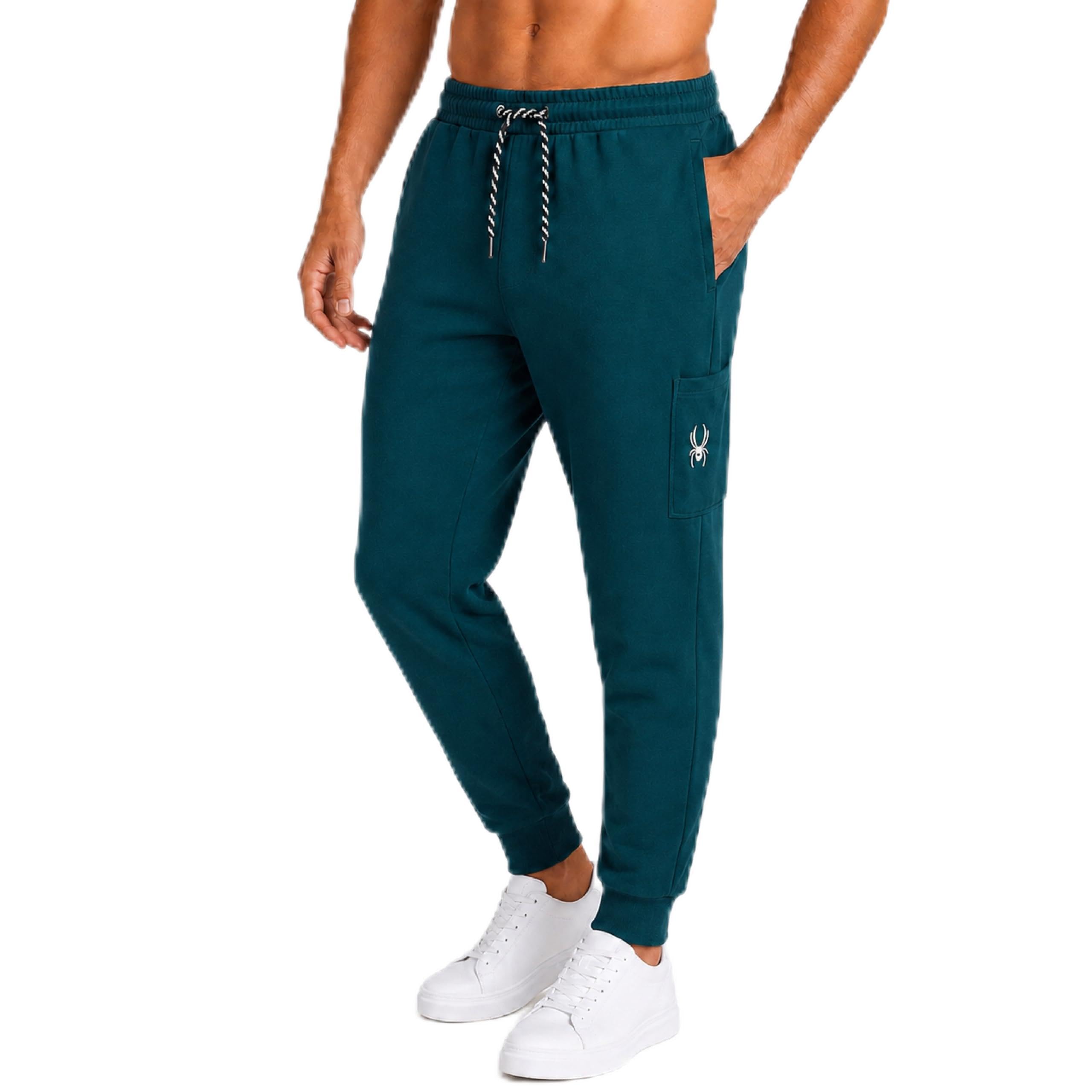 Spyder Men's Cargo Jogger Sweatpants - Soft Poly Fleece Joggers with Drawcord Waistband and Side Cargo Pockets (Sizes: S-XL), Petrol Blue, Large