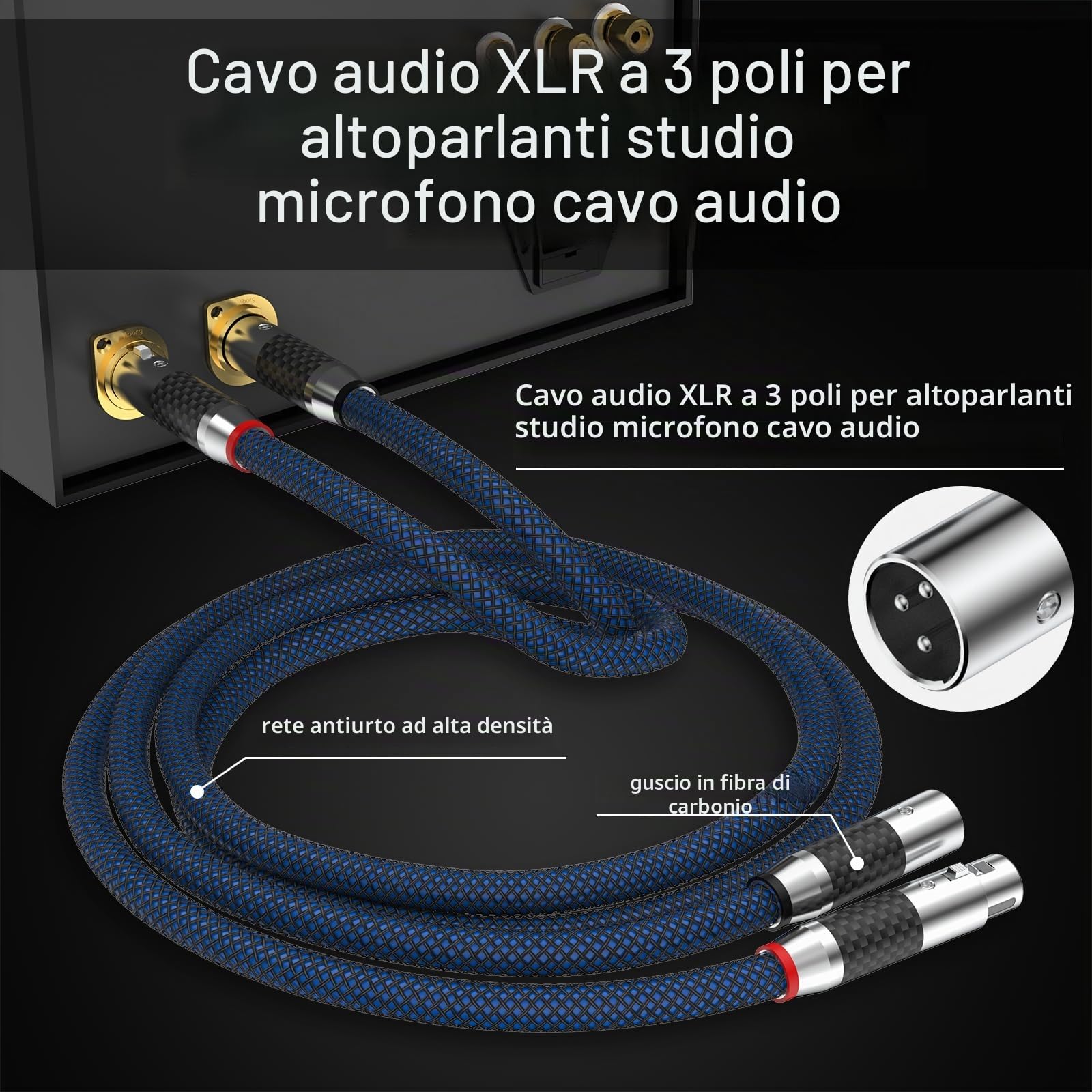 Tertullus Cavo audio XLR High End, 1,5 m, XLR maschio a femmina, Hi-Fi, placcato argento, OFC xlr Stereo per CD, Power Amplifier, altoparlante monitor, amplificatore per cuffie