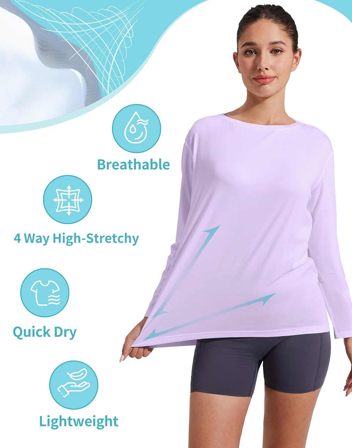 Pioneer Camp Women's Bamboo Viscose Long Sleeve Workout Shirts Back Loose Fit Boat Neck Yoga Athletic T-Shirts Casual Tops - Image 5