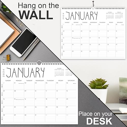 Miniatura 5 de Calendario de pared 2024  Calendario mensual de 12 meses de enero de 2024 a diciembre de 2024, calendario colgante de 14 x 11 pulgadas con