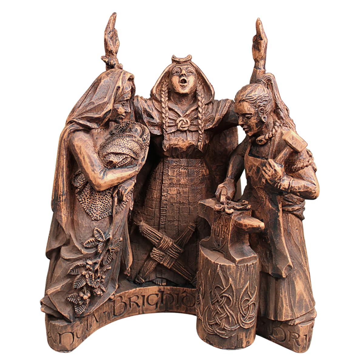 Dryad Design Brigid Statue - Wiccan Altar & Home Decor- Celtic Pagan Goddess of Fire, Hearth, Healing, Smithing and Poetry Figurine (Wood Finish)