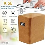 Shazo 2 PC (9,5 L | 321 oz) conteneurs de stockage de farine et de sucre - Conteneurs de stockage alimentaire en plastique extra grands avec couvercles, ensemble de canisters hermétiques sans BPA pour riz, céréales et pâtes