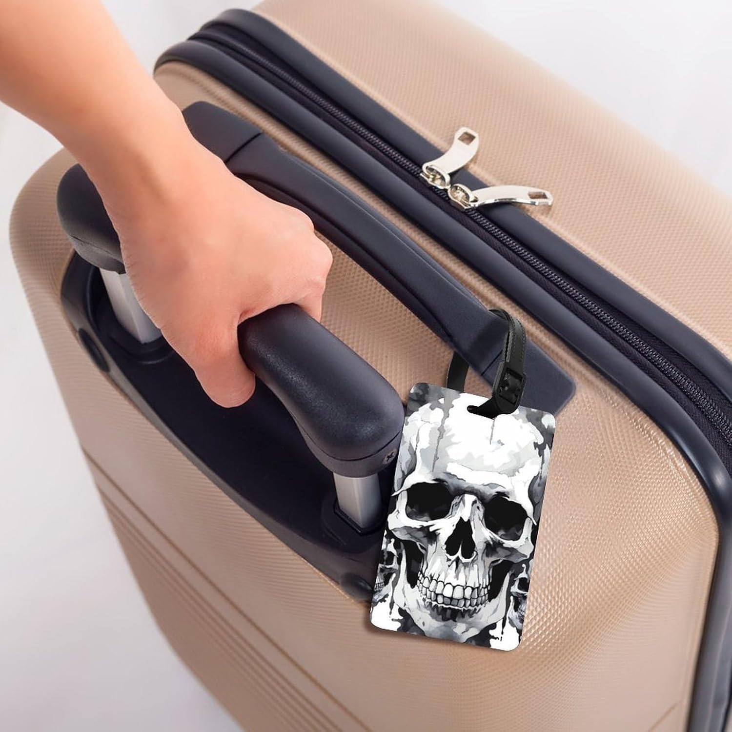 White and Gray Skull Graphics Luggage Tags for Suitcase Name Tags Air Tags image 5