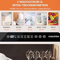 Karlxtom TDQR03A mini mosogatógép 6 program asztali freestanding 4