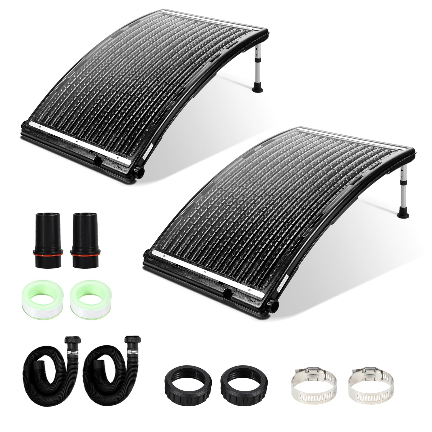 Calefacción solar para piscina, 2 juegos, 110 x 69 x 14 cm, panel solar, conexión de 38 mm, calentadores solares para agua caliente, piscina, calefacción de piscina