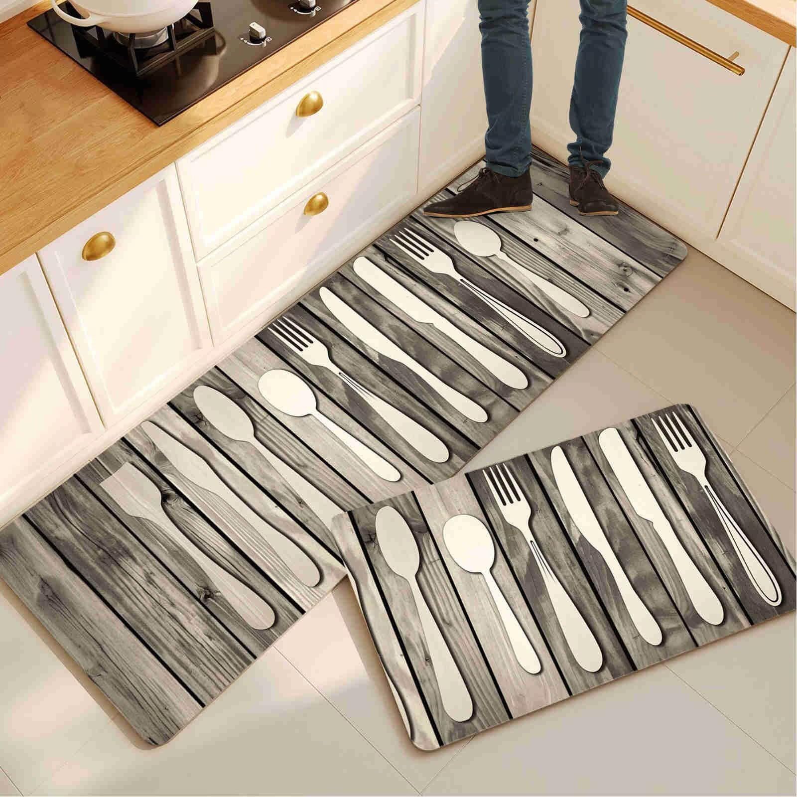 Alfombras cocina lavable antideslizante juego de 2 piezas para suelo y pasillo
