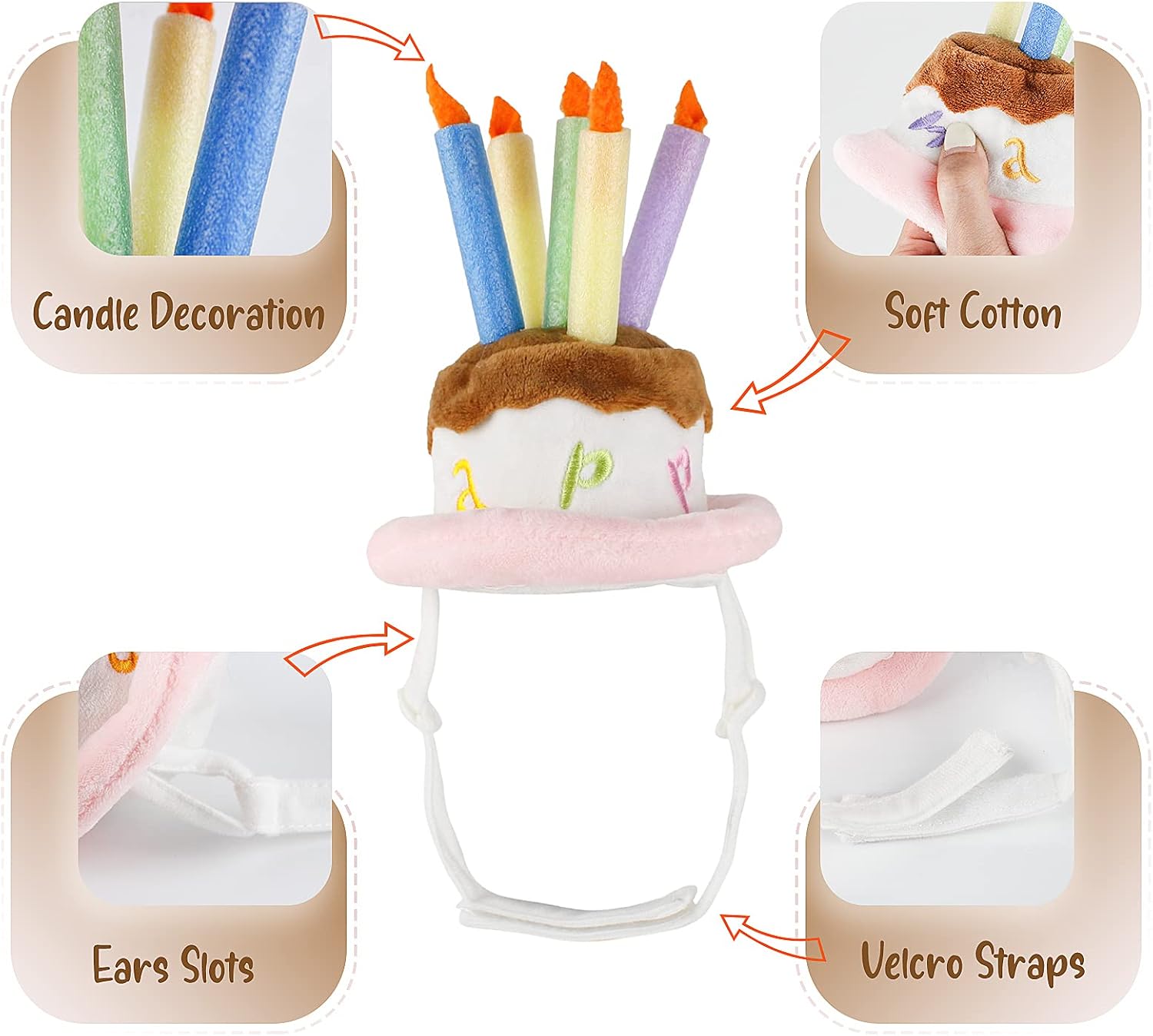 LESYPET Dog Birthday Hat, Pet Birthday Cake Hat with Candle for Dog Cat Party Costume, Pink S : Pet Supplies