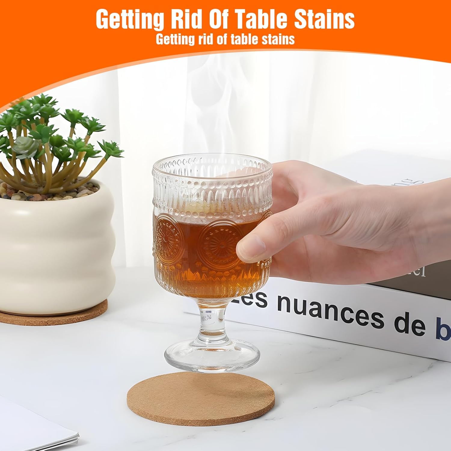 100pcs Cork Coasters for Drink 3.54in Cork Coasters Bulk Felt Coaster Thick Absorbent Corks for Coaster Heat Resistant Plain Cup Mats Round Non-Slip for Wine Glass,Mug,Coffee Cup Decor - Image 6