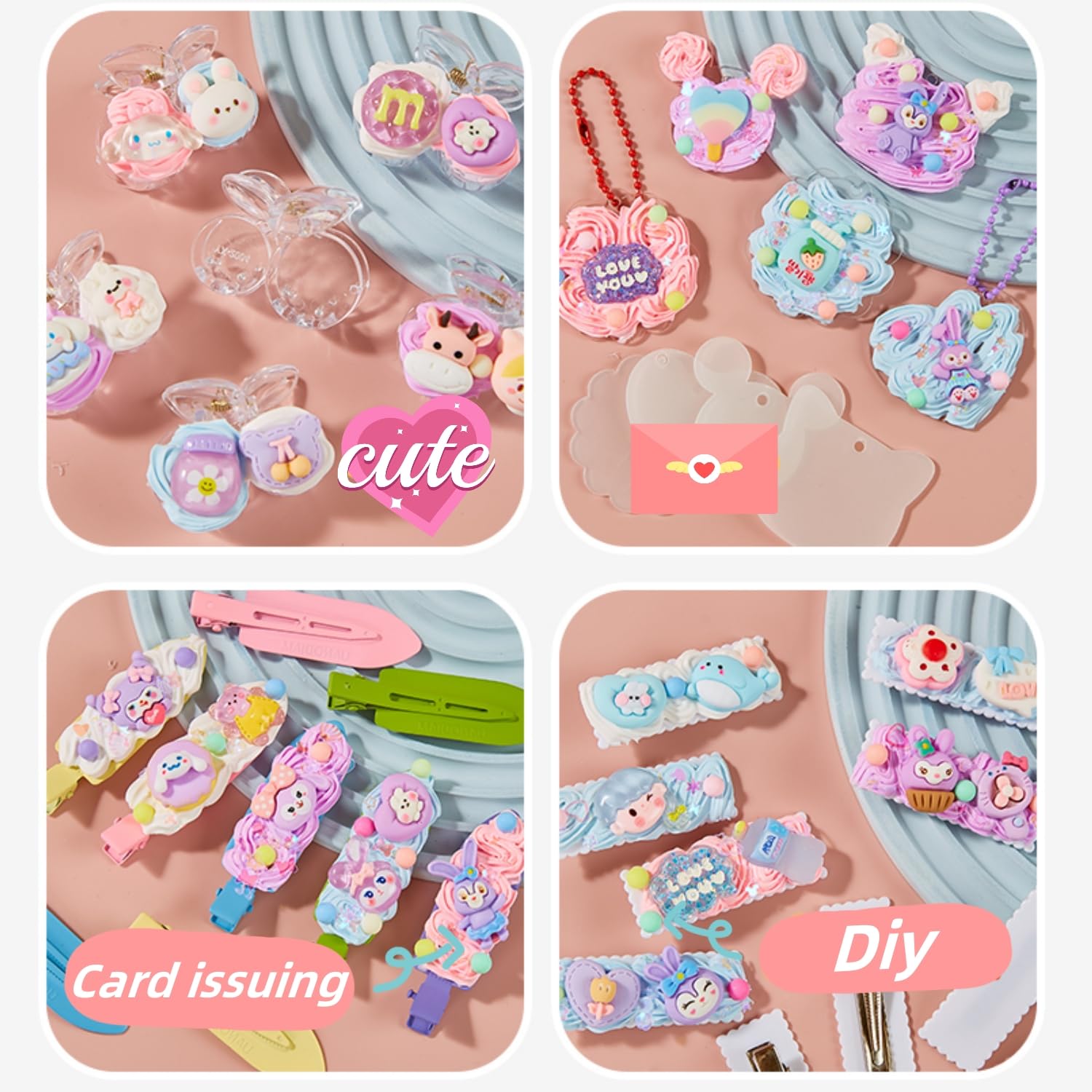 Tokaneit Urocze Zawieszki Paznokci Zywicy 100szt, Masowe Płaskie Zawieszki z Zywicy Slime Plecami, Losowy Styl, do Rzemiosła, Ornament Scrapbooking, Artykuły Dla Majsterkowiczów