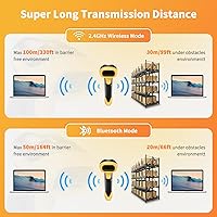 Vista 5 de NetumScan Escáner de código de barras Bluetooth QR, 3 en 1, lector de código de barras inalámbrico automático 1D 2D, escáner de código de imagen USB