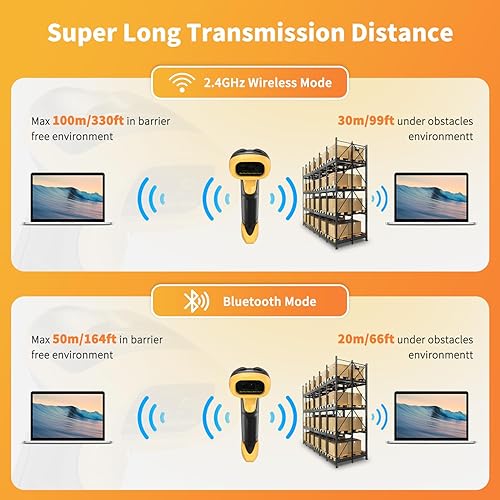 Miniatura 5 de NetumScan Escáner de código de barras Bluetooth QR, 3 en 1, lector de código de barras inalámbrico automático 1D 2D, escáner de código de imagen USB