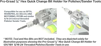 1/4 Hex Shank Converter, Quick Change Bit Holder Adapter for 5/16-24 Internal Threaded Polisher Sander Buffer Tools, Upgrade Accessory for SPTA, WORKPRO & Similar 5/16-24 Threaded Tools
