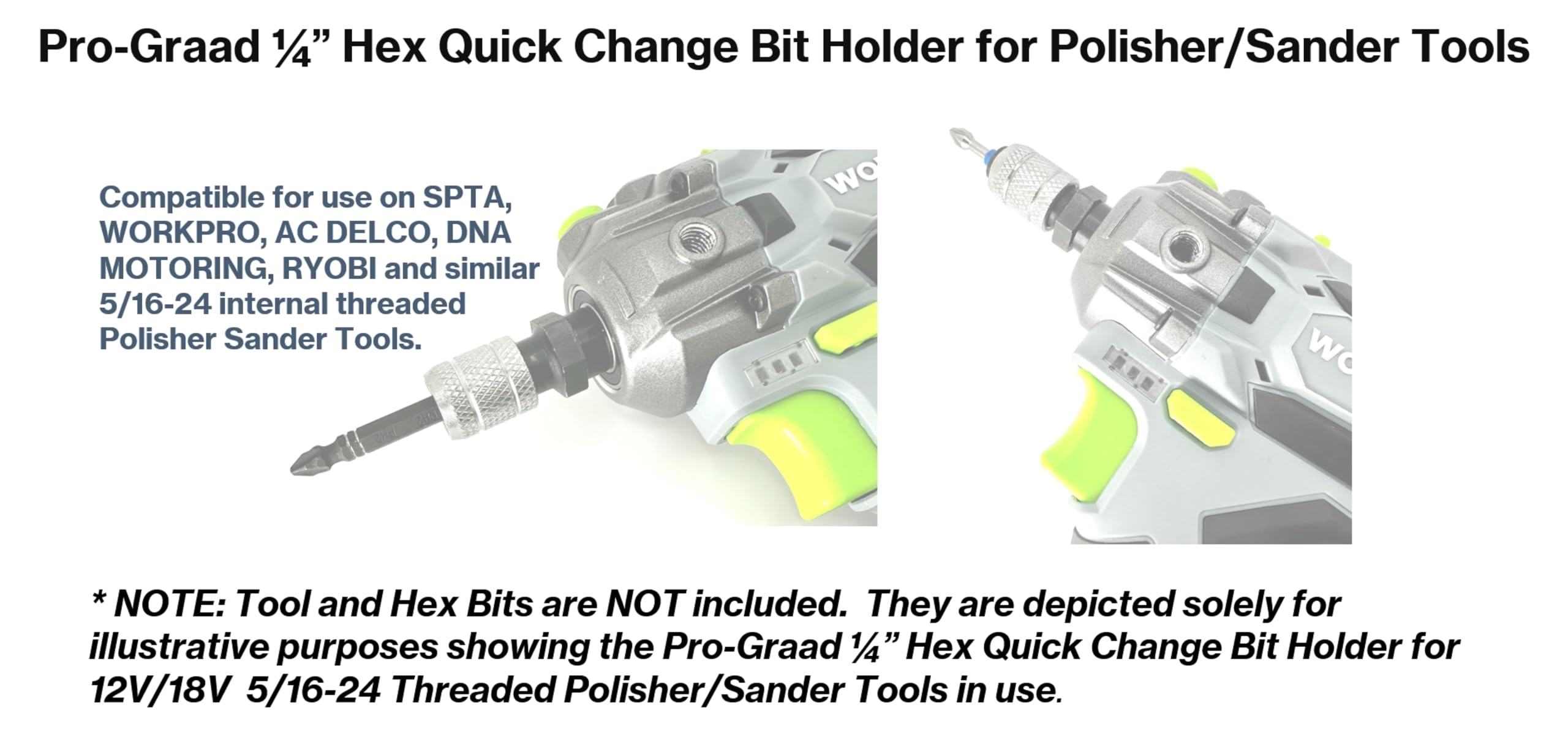 Pro-Graad Adapter for Orbital/DA & 12V Cordless Polisher Sander Tools with Inte