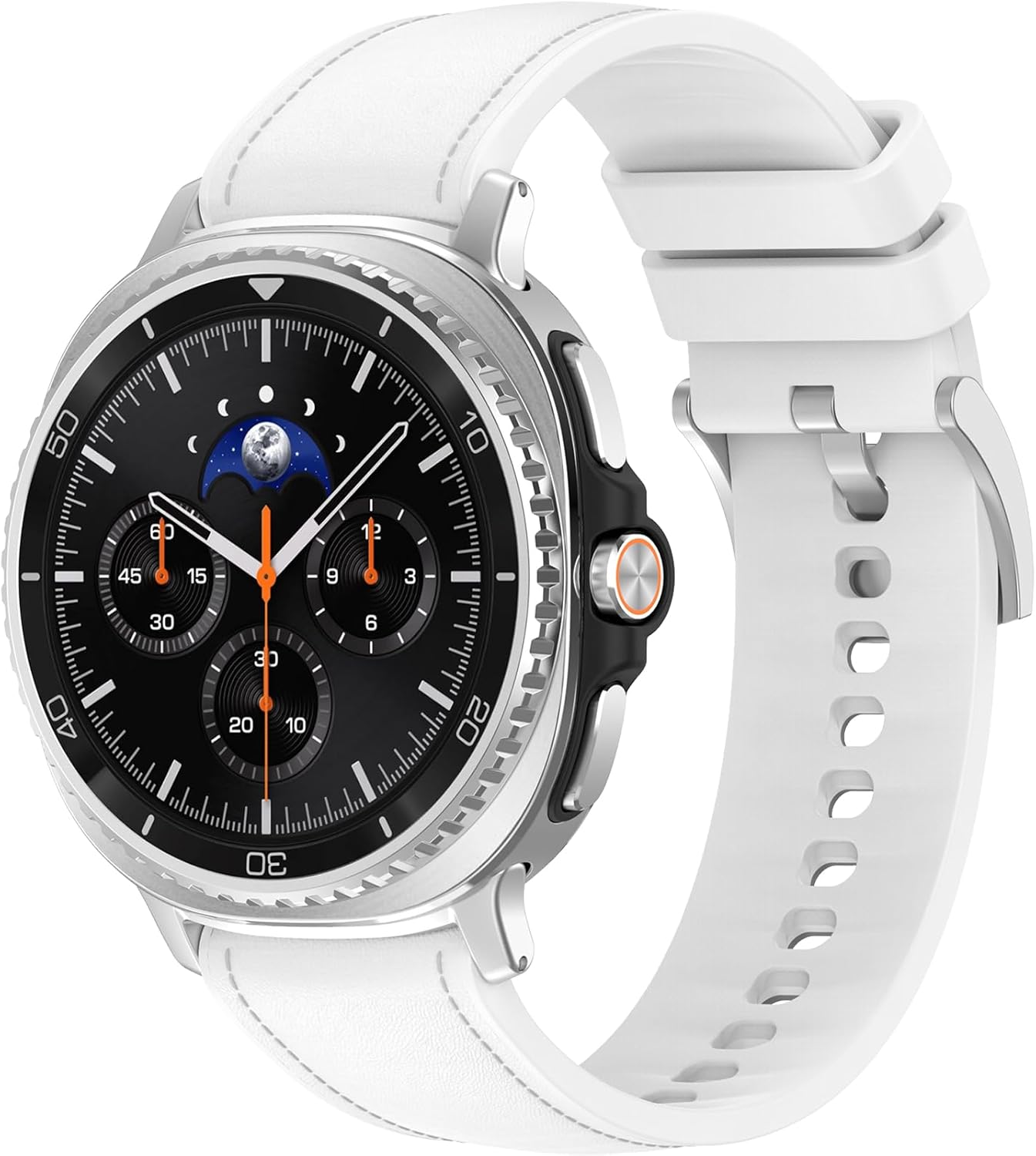 Miimall Leather Band Compatible for Galaxy Watch 9/8 40mm 44mm/8 Classic Strap, Genuine Leather Hybrid Soft Silicone Replacement Wristband for Samsung Galaxy Watch 9/8/8 Classic