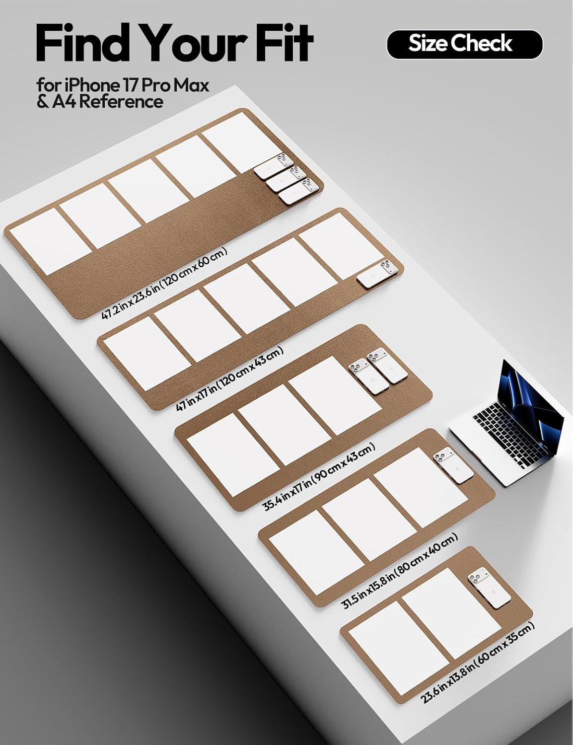 YSAGi Leather Desk Protector, Office Mat, Large Mouse Mat, Non-Slip PU Leather Blotter, Laptop Desk Pad, Waterproof Writing Pad for Office and Home (Bronze, 23.6 x 13.8)