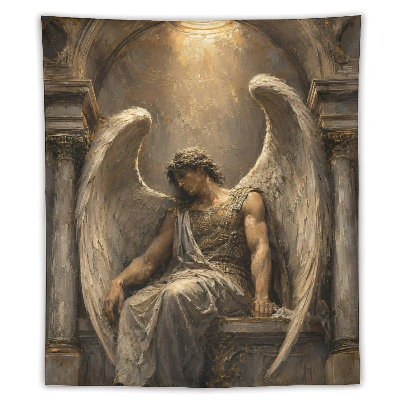 H3B8U2Y5 Dark Angel Lucifer Wall Tapestry, Fantasy Illustration