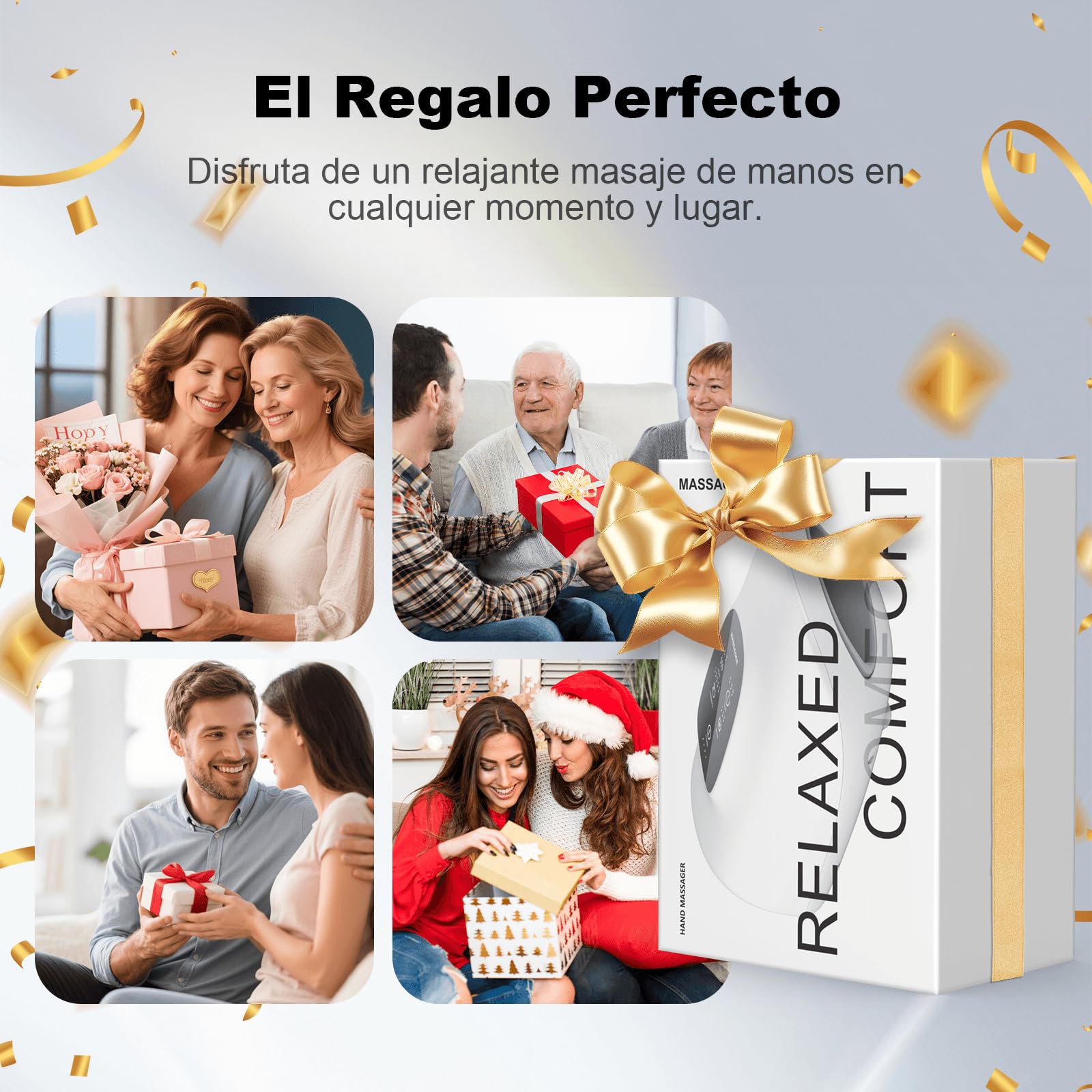 Masajeador de Manos con Calor y Compresión, Alivia Dolor de Artritis y Síndrome del Túnel Carpiano, Masaje Relajante para Muñecas y Dedos, Regalo para Hombres, Mujeres
