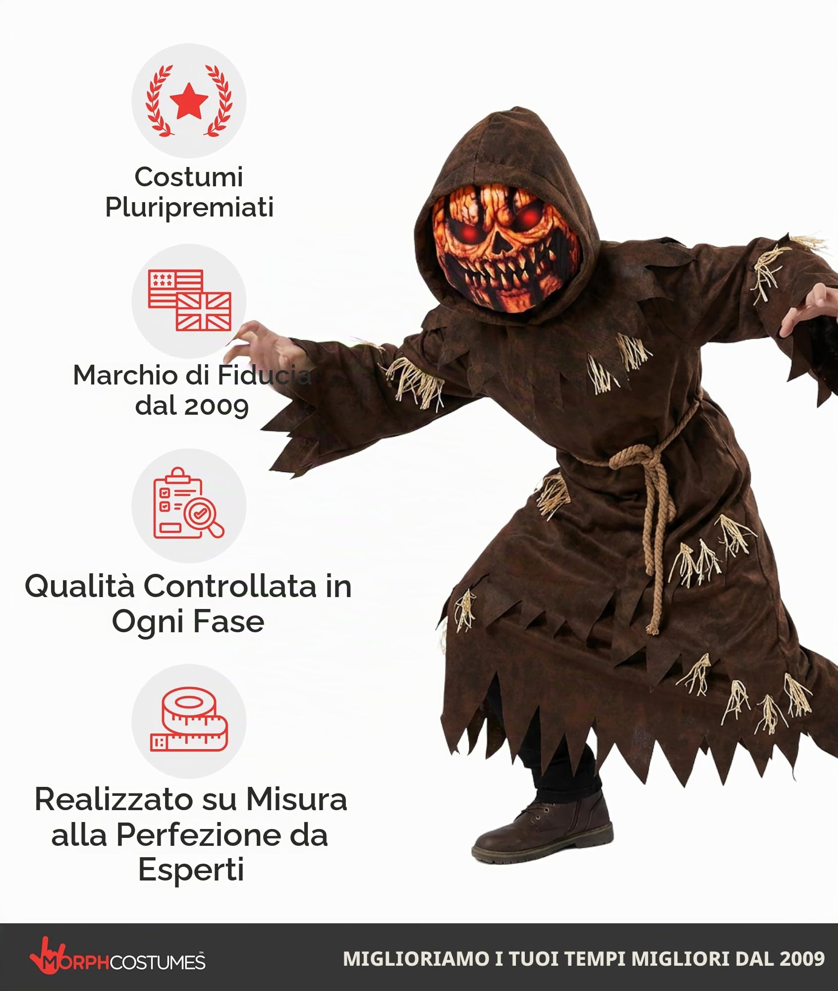 Morph Costume Spaventapasseri Bambino, Costume Halloween Bambino