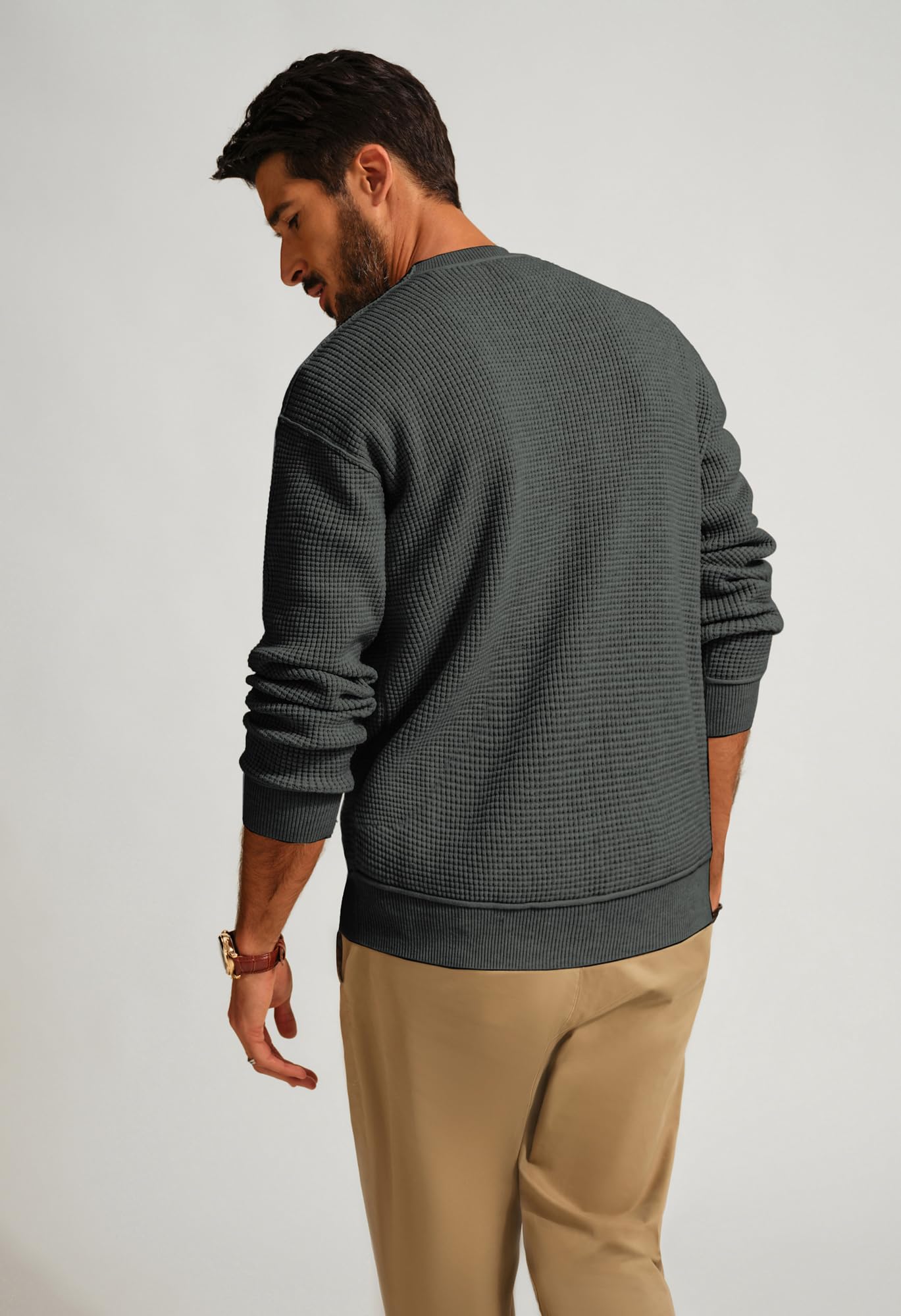 PJ PAUL JONES Maglione da uomo a girocollo lavorato a maglia, casual, a nido d'ape, per uomo