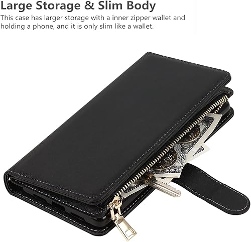Miniatura 6 de iCoverCase para Samsung Galaxy S22 - Funda tipo cartera con soporte y bolsillos para tarjetas, funda de piel sintética con cierre magnético,