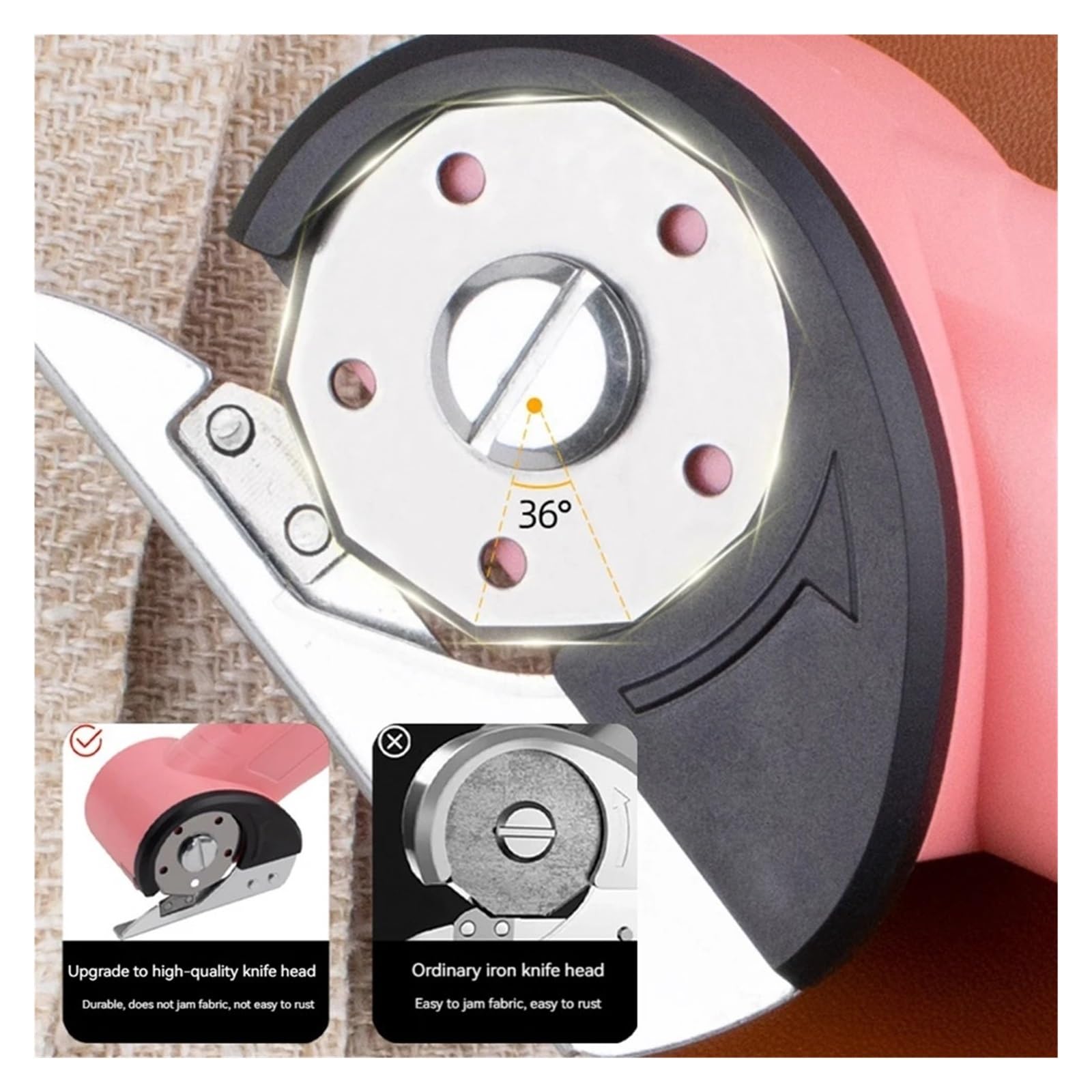 Tijeras Eléctricas Inalámbricas De 1500 MAh, Cortadora Eléctrica For Cartón, Cuero, Tela, Costura Alfombras, Herramienta Corte Corte suave(Pink)