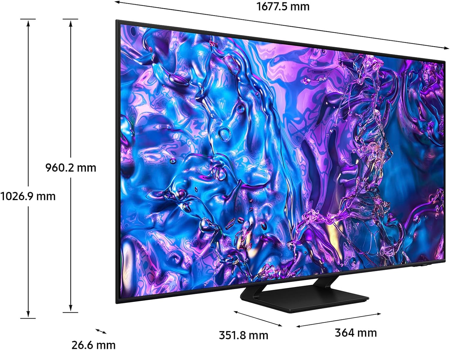 Samsung Smart TV 75" QE75Q70DAUXZT QLED 4K, Upscaling AI 4K, Processore Quantum 4K Lite, Motion Xcelerator 120Hz, AirSlim Design,DVBT-2, Q-Symphony & OTS Lite, Gaming Hub, Black, 2024 2024 Q70D 75" - Immagine 3