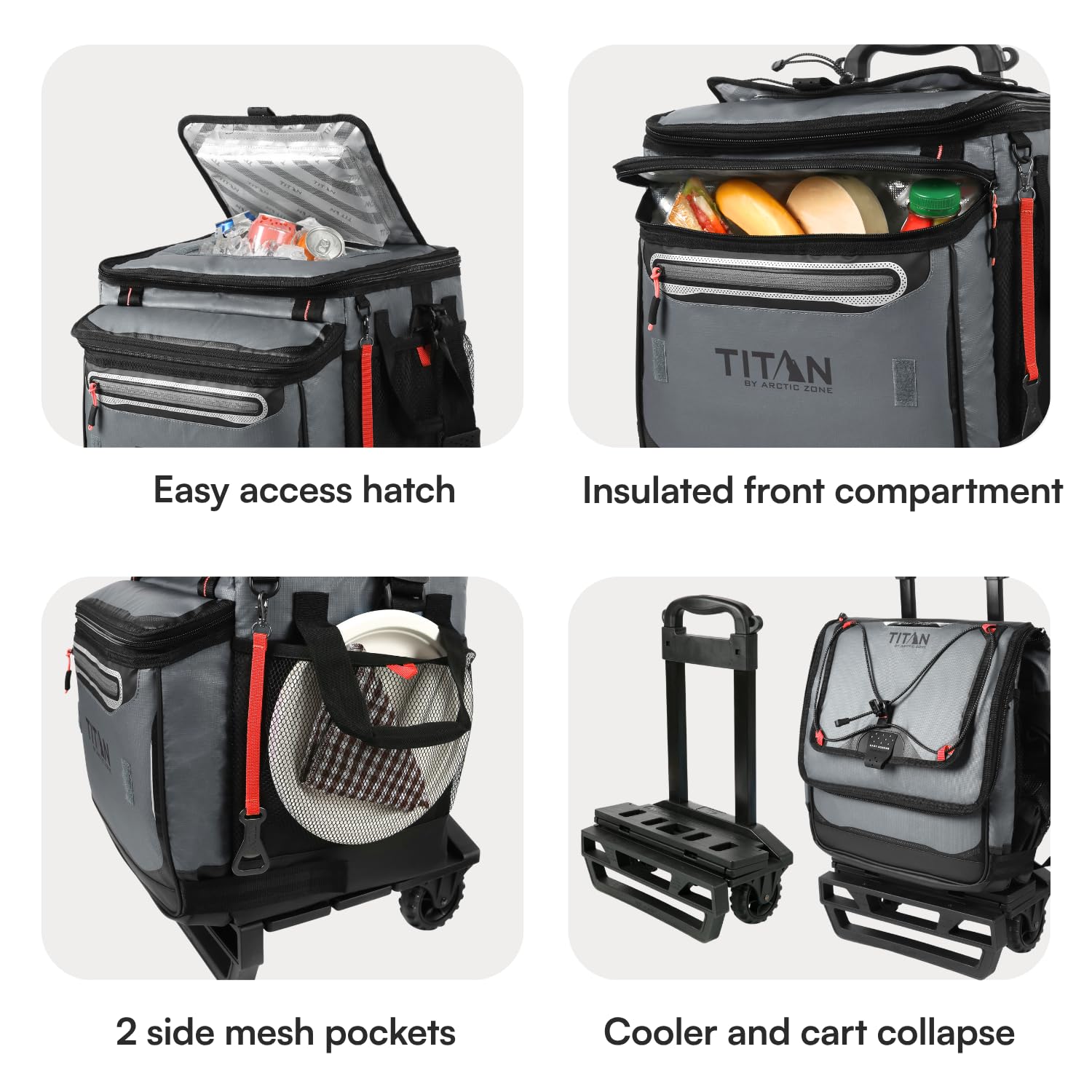 Arctic Zone Titan Deep Freeze 60 (50+10) - Enfriador plegable con ruedas y carrito todo terreno