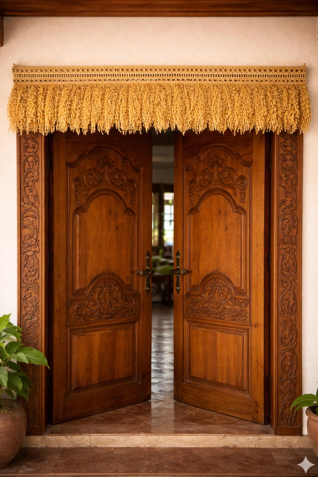 Dhanya Handcrafted Paddy Toran for Main Door | Golden Rice Thoranam Hanging Decoration | Traditional Entrance Decor for Diwali Pongal Ugadi Festival | Eco-Friendly Natural Grain Toran