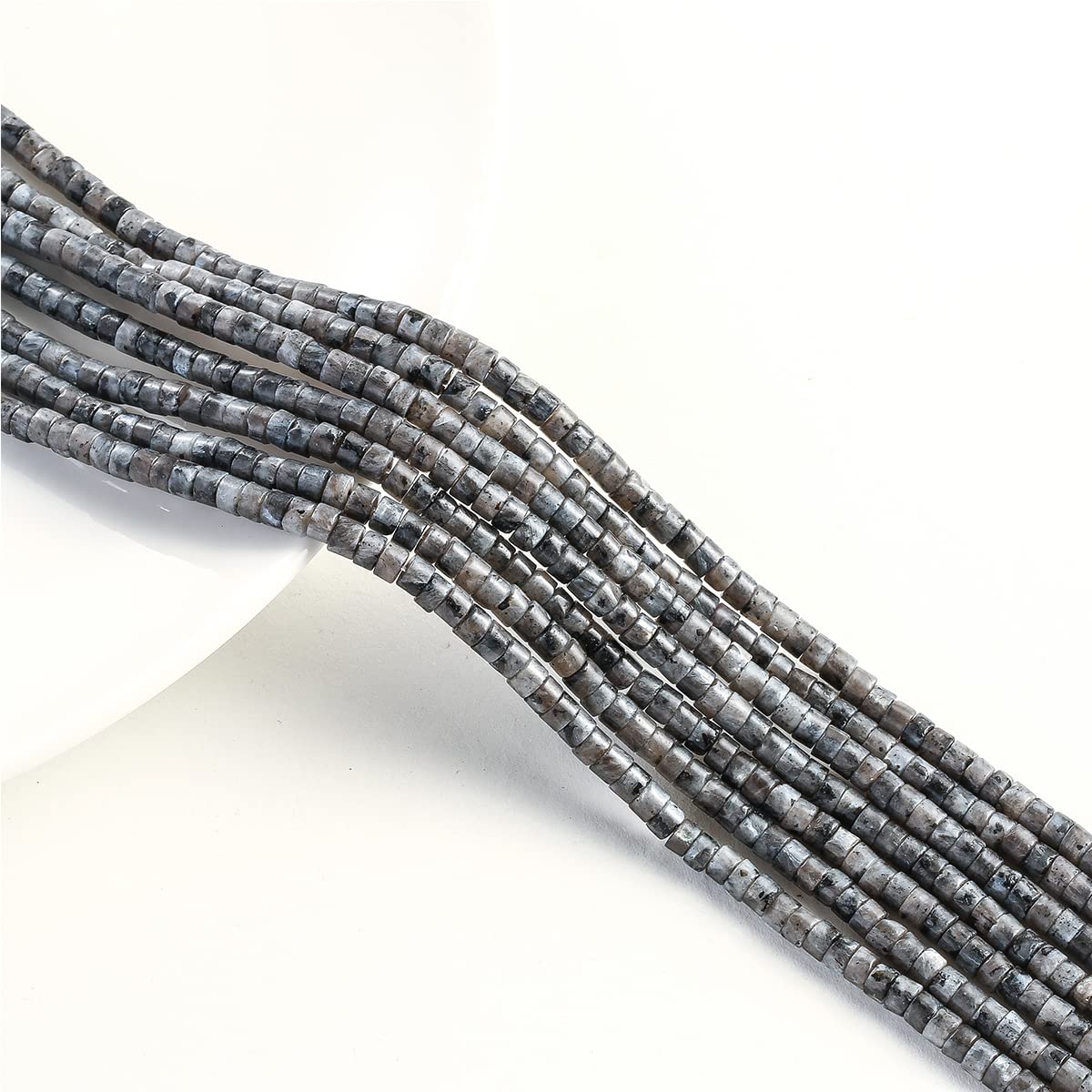 Natural Black Spectrolite Stone Spacer Beads 4x2mm 38cm Str Flat