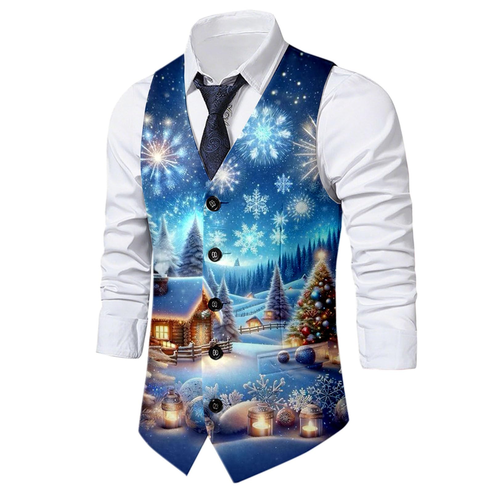 Gilet Uomo Sportivo Natalizio - in Maglia Festivo, Caldo Invernale, Maglione per Le Vacanze, Comodo, Morbido, con Motivo Testurizzato, Casual, da Indossare all'aperto