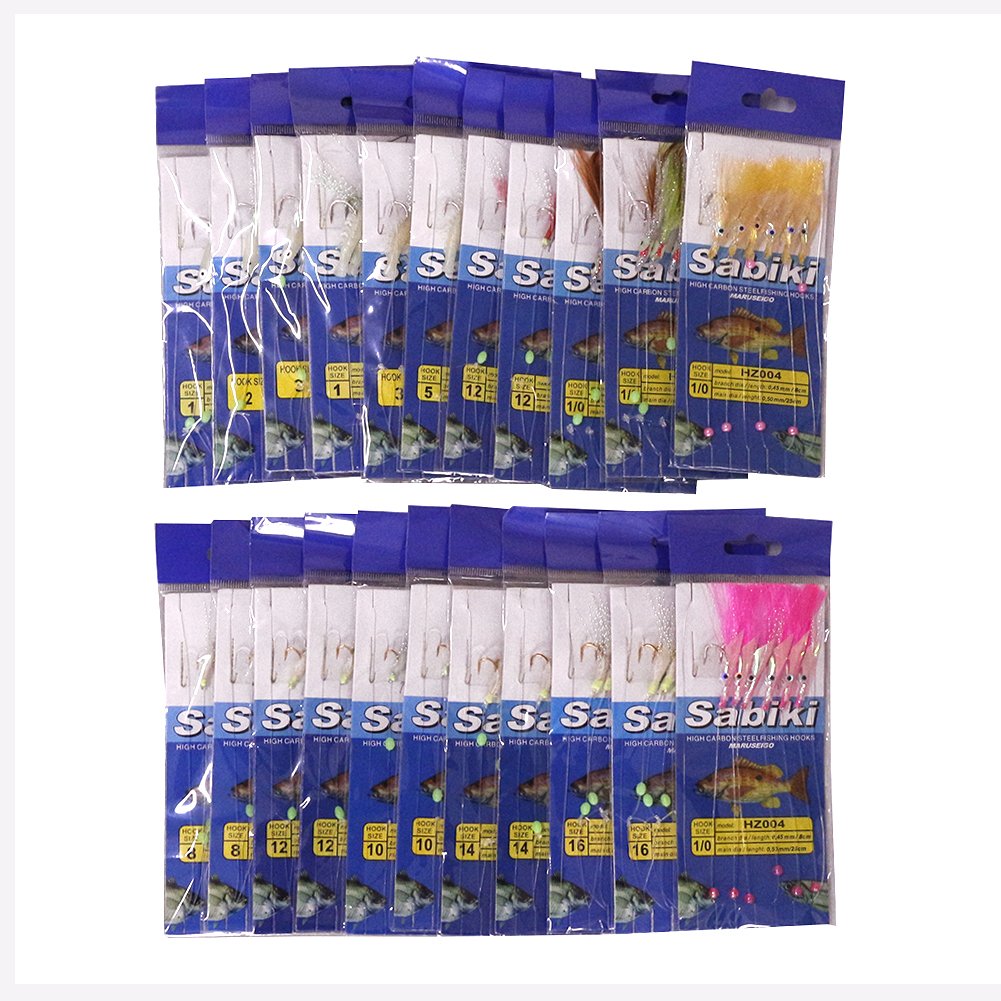LPATTERN Assorted 22 Packs Sabiki Bait Rigs Saltwater Freshwater Real