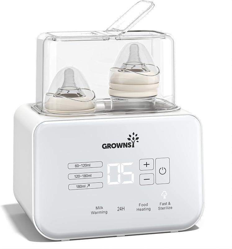 Fast Double Baby Bottle Warmer for Breastmilk & Formula, White | 8-in-1 Functions, Precise Temp Control, Timer, Defrost, Sterilize, Keep Warm, Baby Food Heating