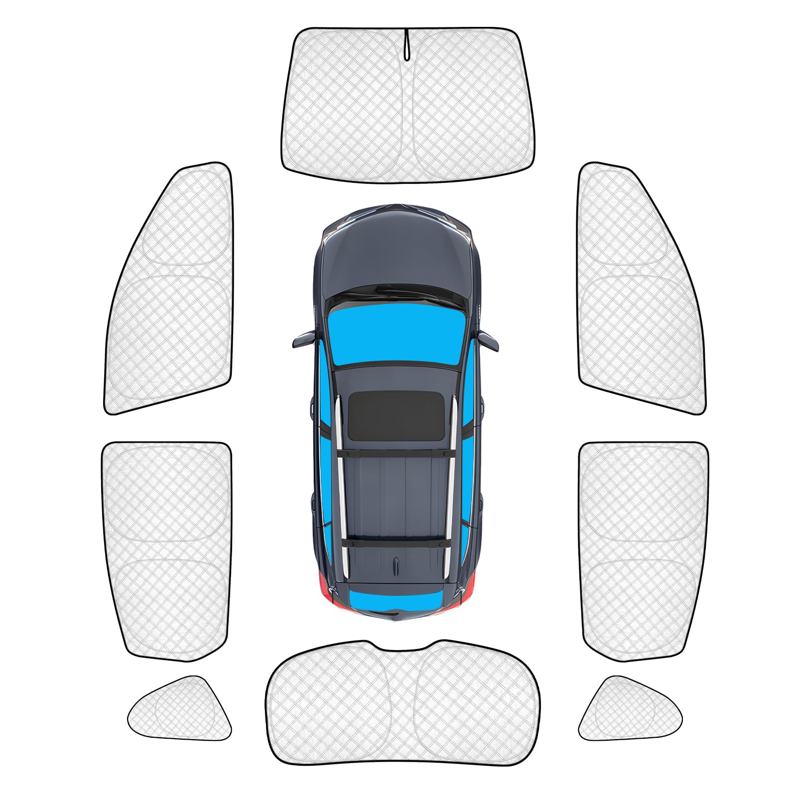 KMF 8pcs Thicken Full Car Window Shades for Hyundai Santa Fe Sport 5 Seats Accessories 2013-2018(Not LWB), Windshield Sunshade Window Covers for Side Rear,UV Block and Blackout Privacy for Camping