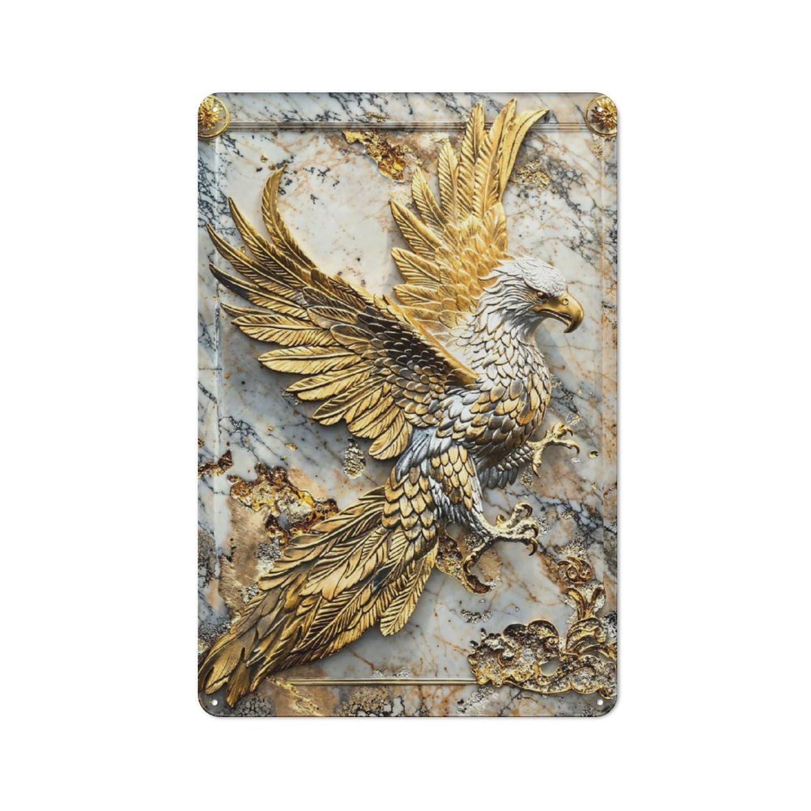 Junmoney Style-16 Majestic Eagle Elegance Retro-Style Tin Sign 30X20cm For Living Room Or Hallway, For Vintage Wall Decor Fans, For Themed Room Decoration