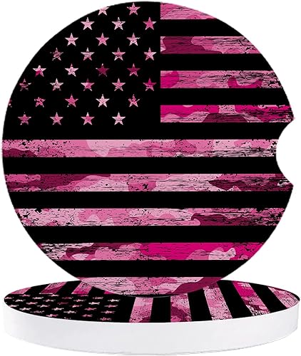 Miniatura 16 de Portavasos retro con la bandera estadounidense para mujeres/hombres, paquete de 4 posavasos absorbentes de cerámica para bebidas, juego de posavasos