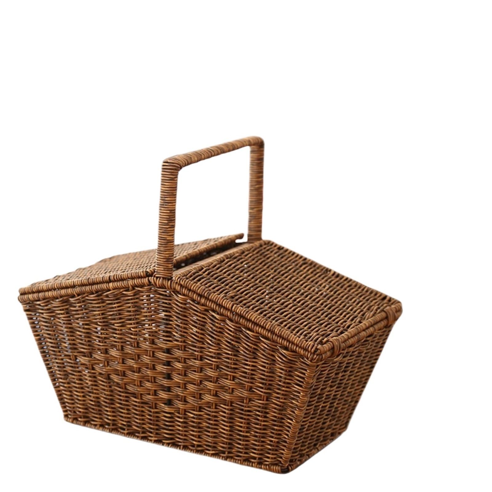 Imitation Rattan Serving Basket Picnic For Fruits Summer Vegetables(Brown)
