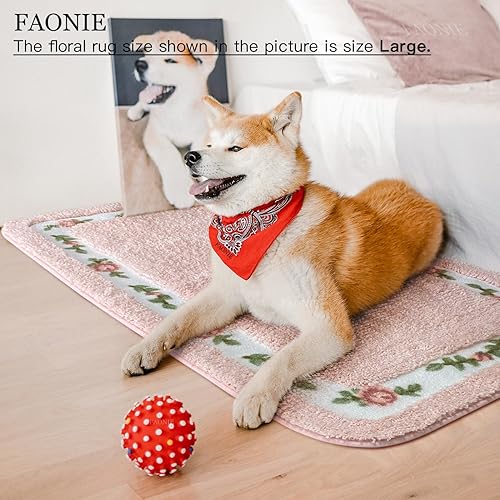 Miniatura 9 de FAONIE Alfombra romántica de estilo rural con diseño floral de rosas, alfombra de área, suave, antideslizante, tapete para baño, ducha, dormitorio,