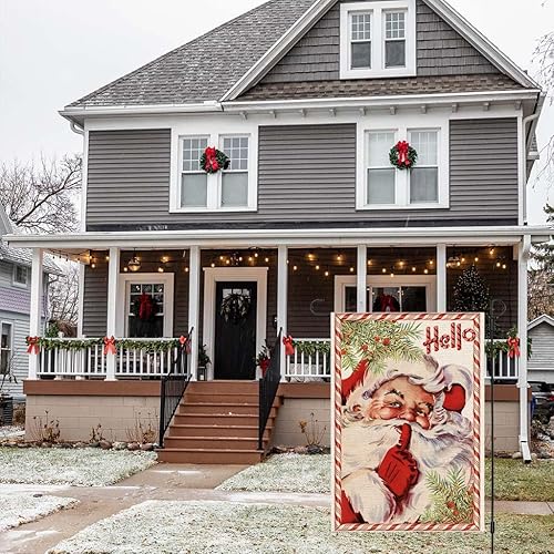 Miniatura 3 de Bandera de jardín de Feliz Navidad de 12 x 18 pulgadas, doble cara, árbol de Navidad rojo granero de Navidad, bandera estadounidense, camión,