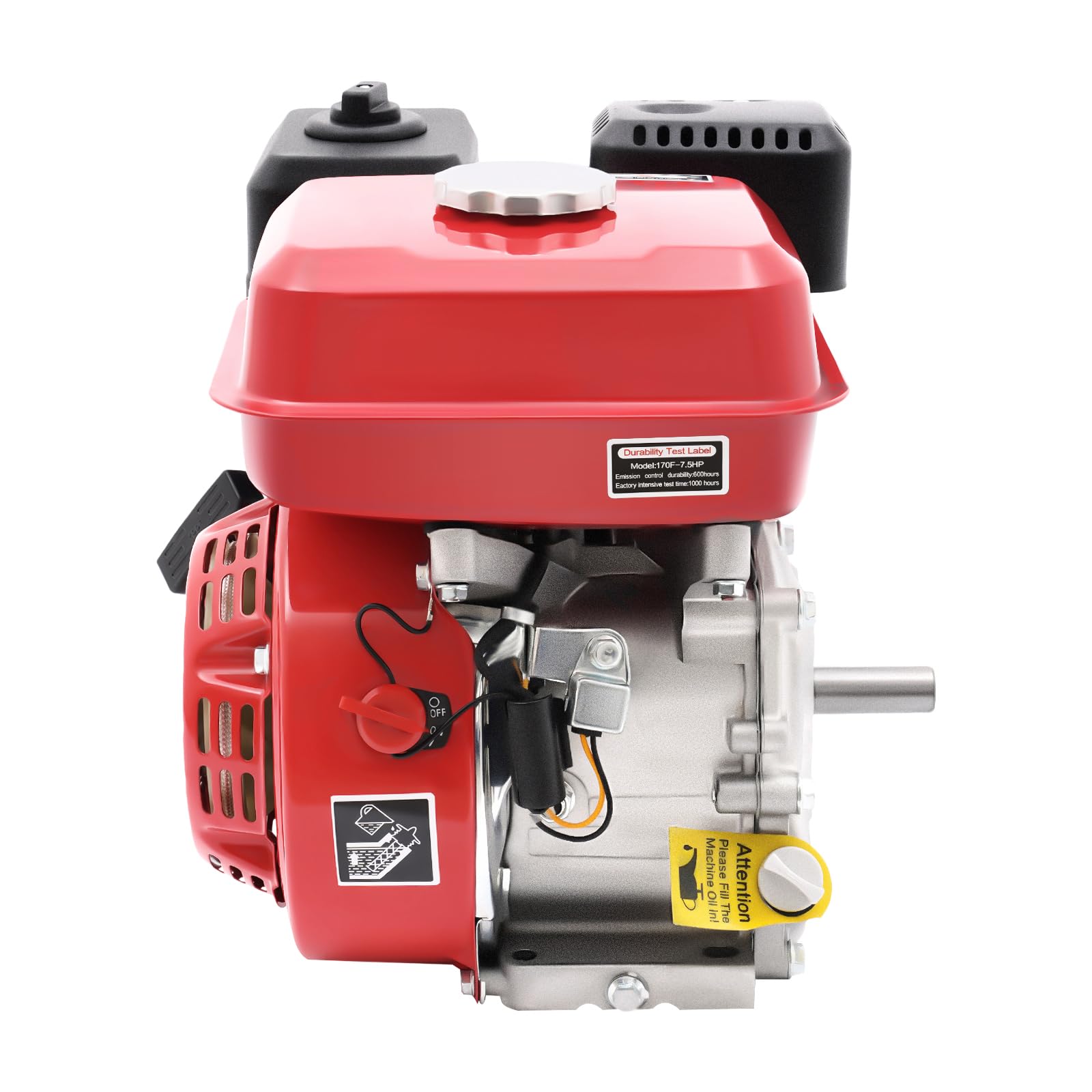 Motore a benzina a 4 tempi, 7,5 CV, monocilindro, motore a benzina per carichi pesanti, motore industriale, avviamento a fune, motore a quattro tempi raffreddato ad aria, 212 cc, basso consumo di