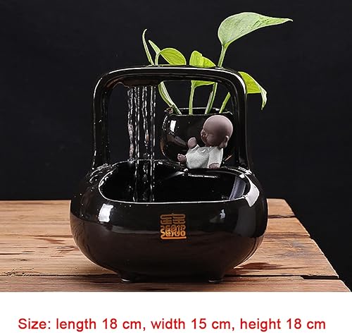 Miniatura 2 de Fuente de mesa Ndoor Zen, fuente de cerámica, fuente de mesa, fuente de mesa de cascada de cerámica negra brillante para oficina, decoración del