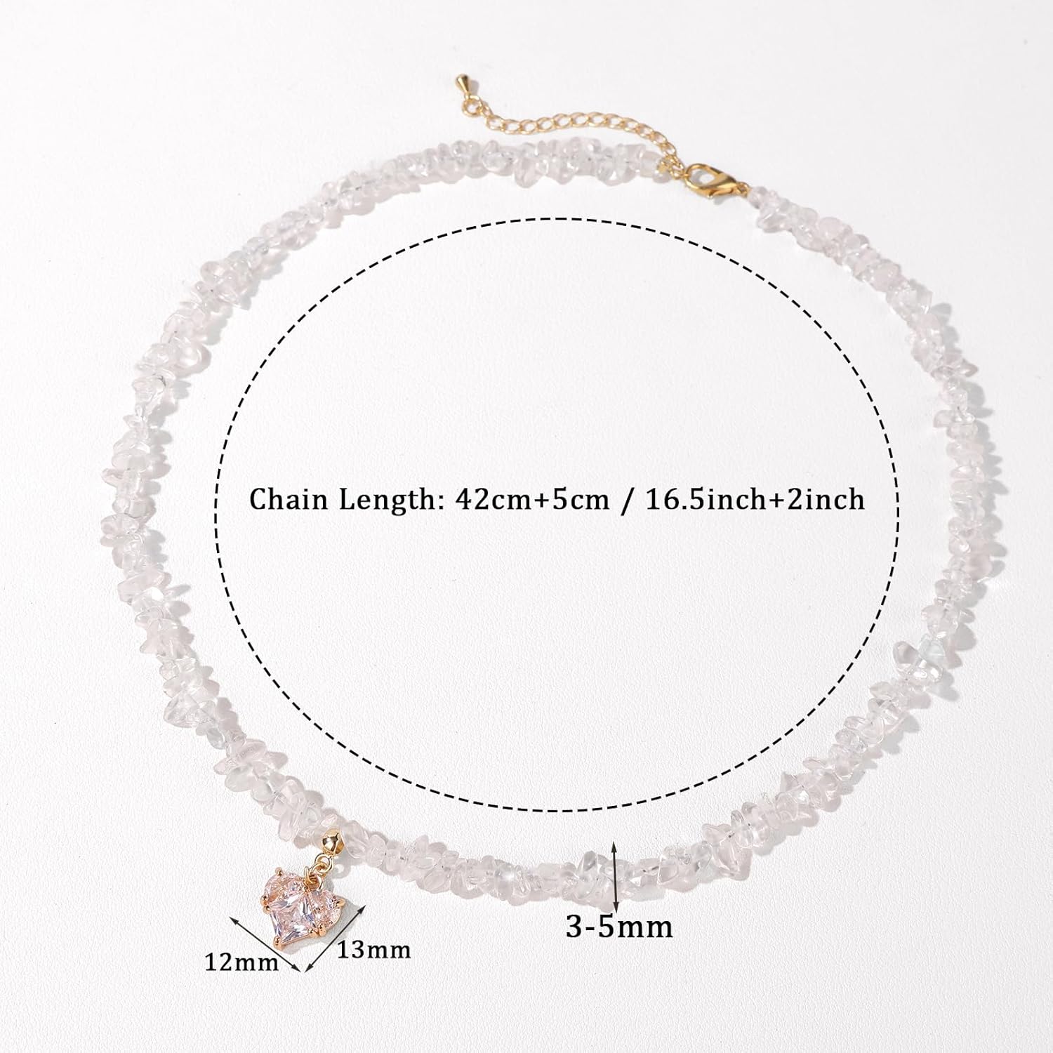GolbalJew Healing Crystal Beaded Necklace Stone Chips Beads Heart Pendant Choker Necklaces for Women Gemstone Jewelry Gifts - Image 6