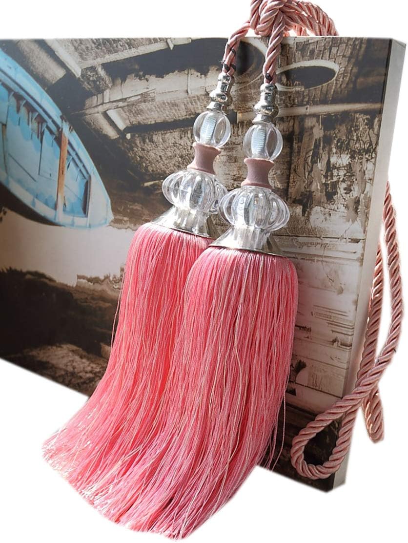 Fashion 1 Pair Double Balls Style Tassels Curtain Rope Tiebacks Holdbacks Tassel Curtain Buckle Rope for Home Curtain Decoration (Pink)
