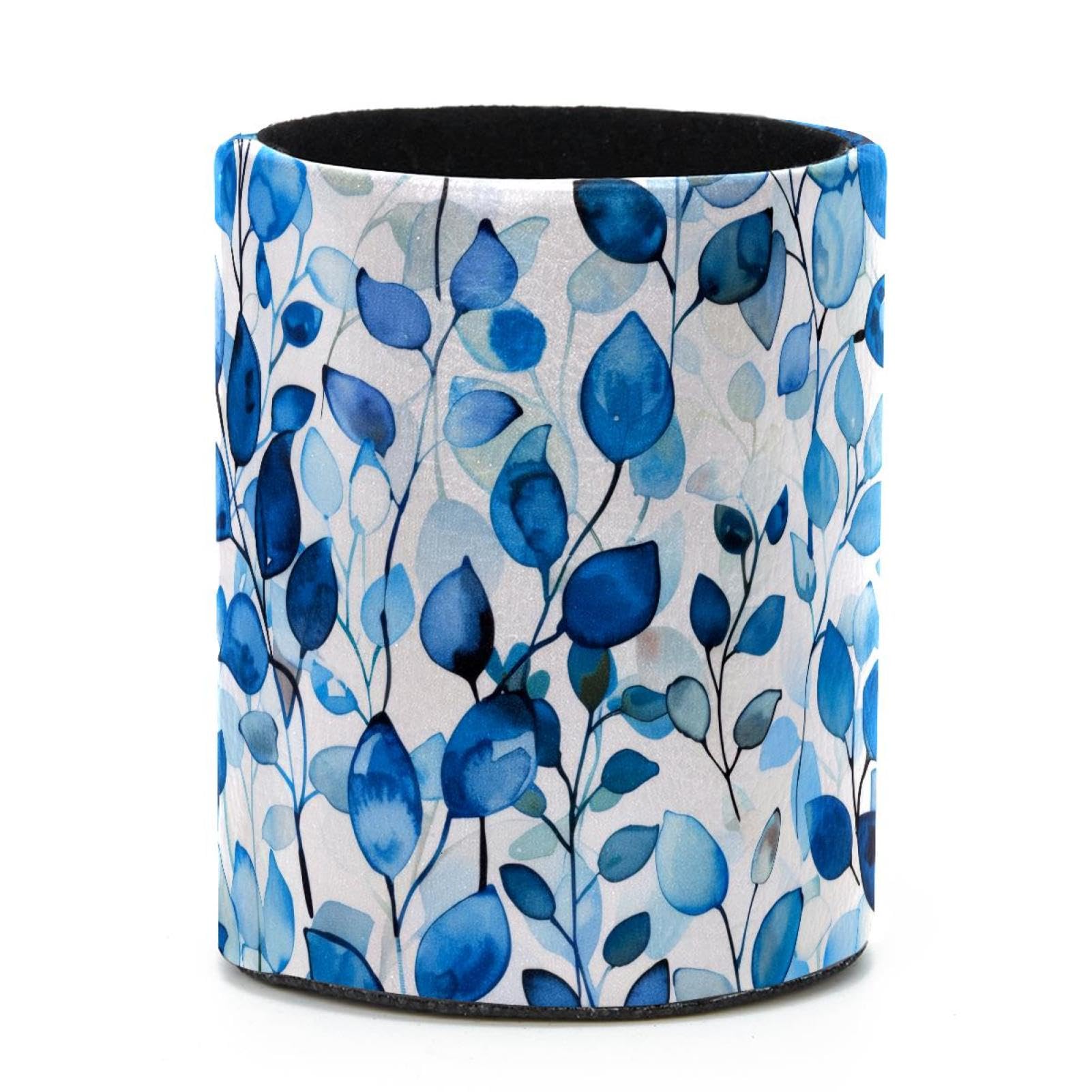 VAPOKF Round Pencil Holders for Desk, Watercolor Leaves Pen Holders Pen Pot Makeup Brushes Storage Desktop Stationery Supplies Organiser for Home Office